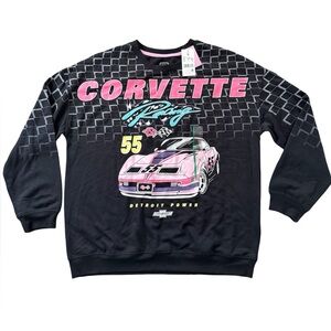 NWT Women's GM Corvette Racing Black Crewneck Lightweight Sweatshirt